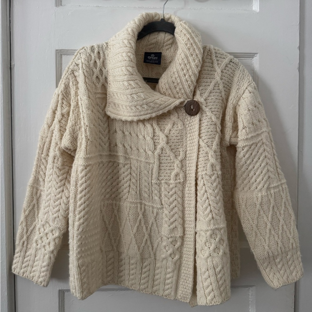 Aran Wool Sweater Size L